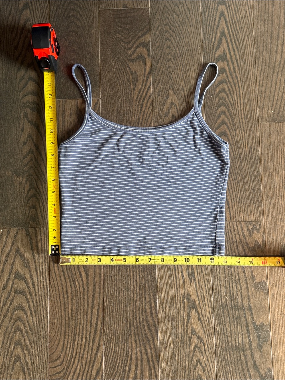 “Brandy Melville style” Striped Spaghetti Strap Crop Tank Top - Blue